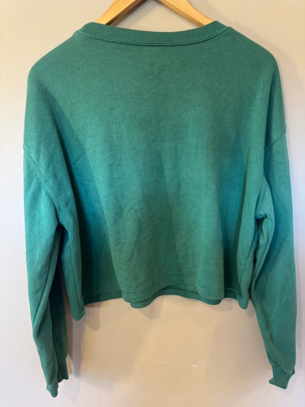 Hello Kitty Green Cropped Crewneck Sweatshirt with Pink & Blue Crest - Picture 4 of 6